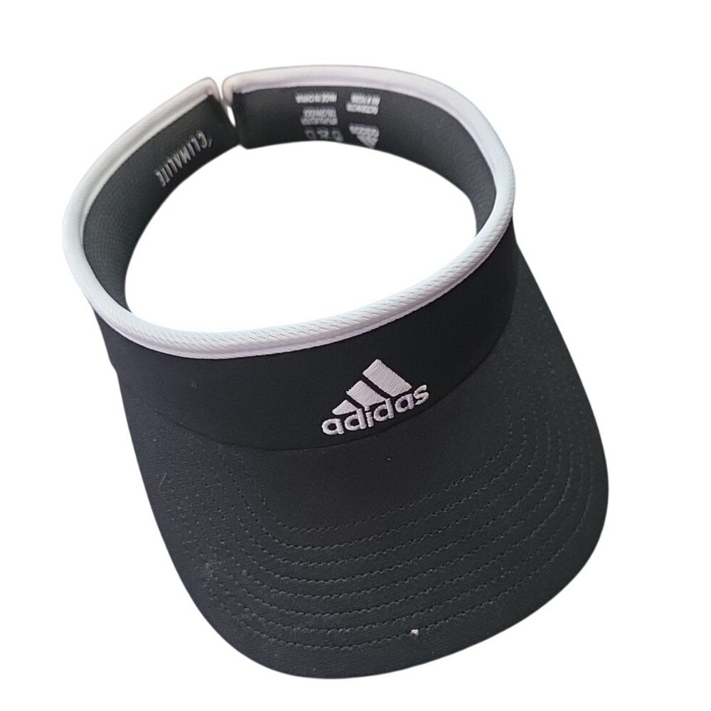 Adidas Climalite Black White Tennis Sport Pickleball Visor Open Back Running Sun
